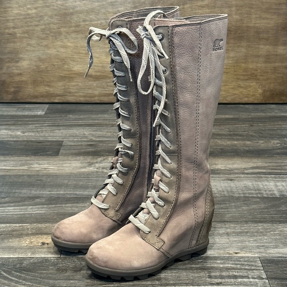 Sorel Joan of Arctic Wedge Tall Lace Up Boot in Ash Size 6 - Picture 5 of 11